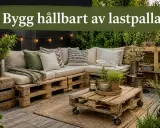 En bekväm soffa och ett soffbord av lastpallar skapar en mysig uteplats.
