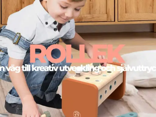 Barn leker med träleksaker, perfekt för inspiration till barnrummets hyllor. En väg till kreativ utveckling och självuttryck.