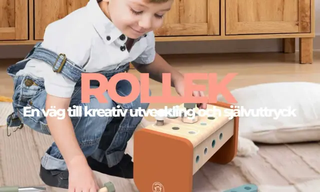 Barn leker med träleksaker, perfekt för inspiration till barnrummets hyllor. En väg till kreativ utveckling och självuttryck.